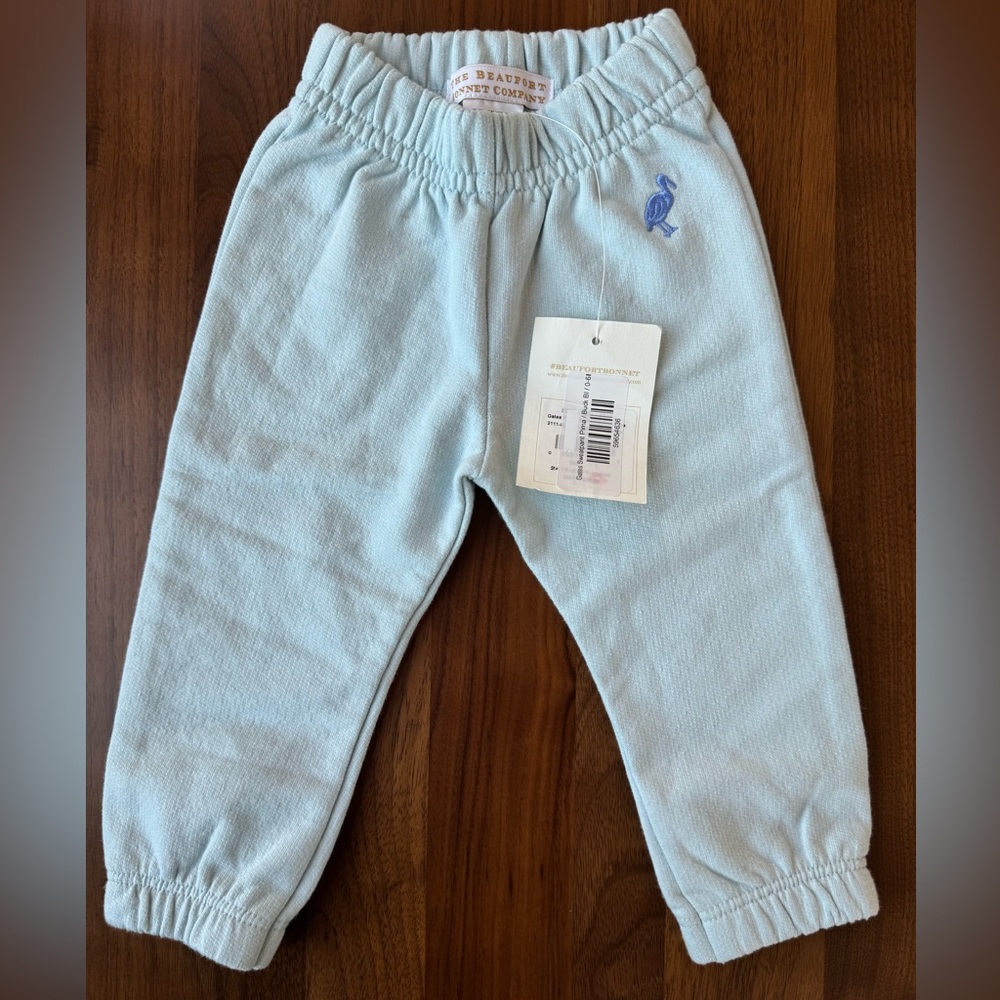 NWOT TBBC Gates Sweeney Sweatpants Buckhead Blue with Barbados Blue Stork 0-6m